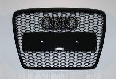 Решітка радіатора Ауді A6 C6 стиль RS6, чорна глянсова (04-11 р.в.) тюнінг фото