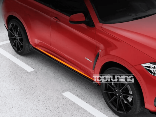 Пороги, накладки на пороги BMW X6 F16 (2014-2019) чорний глянець тюнінг фото