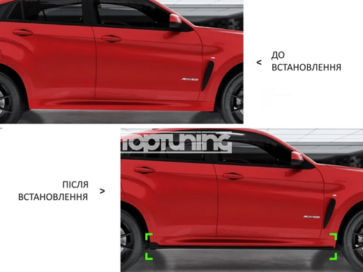 Пороги, накладки на пороги BMW X6 F16 (2014-2019) чорний глянець тюнінг фото