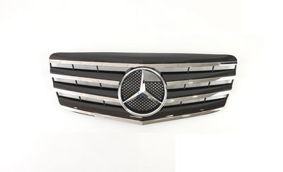Решетка радиатора Mercedes W211 черная + хром вставки (06-09 г.в.) тюнинг фото