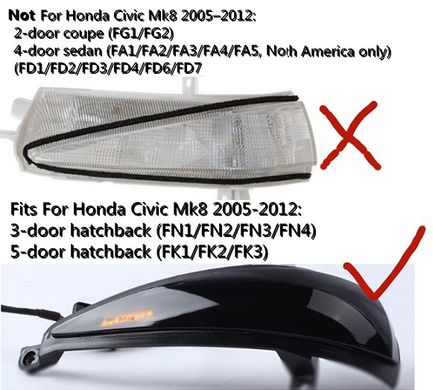 Динамические повторители поворотов Honda Civic хэтчбек (06-12 г.в.) тюнинг фото