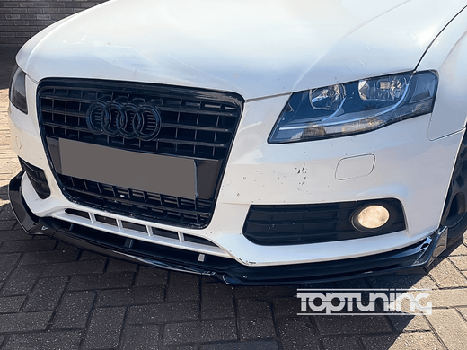 Накладка переднего бампера Audi A4 B8 8K ( 2009-2012 г.в.) черный глянец тюнинг фото
