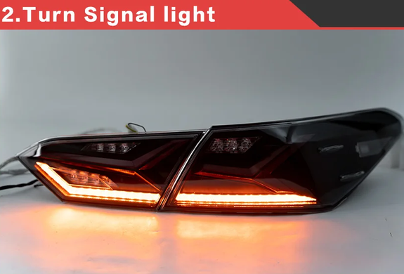 Оптика задняя, фонари на Toyota Camry 70 Full Led дымчатые тюнинг фото