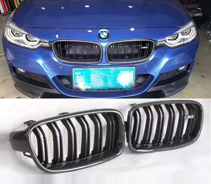 Решетка радиатора BMW F30 / F31 стиль M черная + рамка под карбон тюнинг фото
