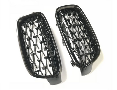 Решетка радиатора, ноздри на БМВ F30 стиль Diamond черная тюнинг фото