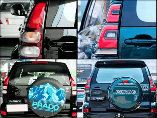 Оптика задня, LED ліхтарі Toyota Land Cruiser Prado 120 червоні у стилі 2018+ тюнінг фото