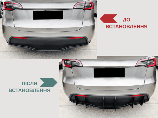 Накладка заднего бампера Tesla Model Y черный глянец (2018-2025) тюнинг фото
