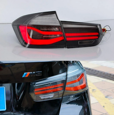 Оптика задняя, фонари BMW F30 в стиле LCI дымчатые (11-18 г.в.) тюнинг фото
