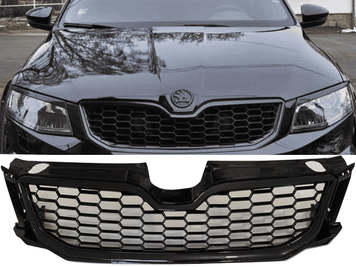Решетка радиатора Skoda Octavia RS, черный глянец (14-17 г.в.) тюнинг фото