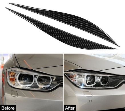 Накладки на фари (віЇ) BMW F30 / F34 карбон  тюнінг фото