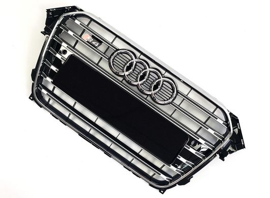 Решетка радиатора Ауди A4 B8 стиль S4, хром рамка + вставки (12-15 г.в.) тюнинг фото