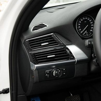 Накладки центрального и боковых кондиционеров салона BMW X5 E70 X6 E71 карбон тюнинг фото