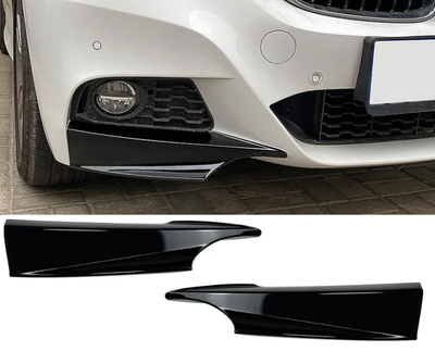 Накладки переднего бампера, клыки BMW 3 серии GT F34 ABS-пластик черный глянец тюнинг фото