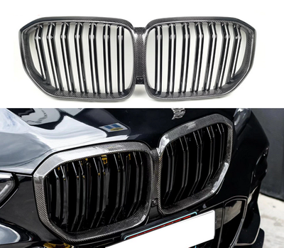 Решетка радиатора на BMW G05 стиль М черная глянцевая + рамка под карбон тюнинг фото