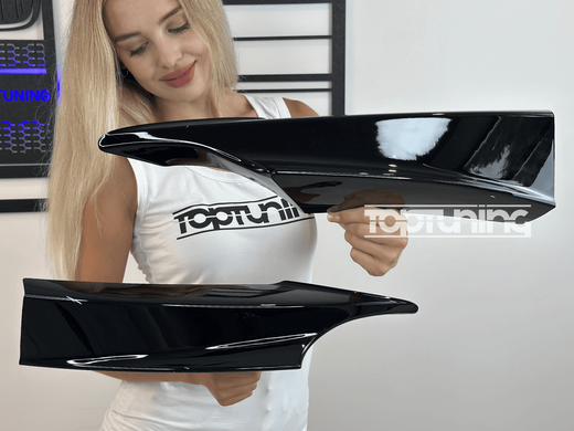 Накладки переднего бампера, клыки BMW 3 серии GT F34 ABS-пластик черный глянец тюнинг фото