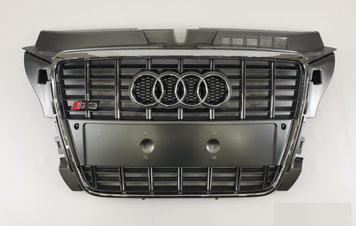 Решетка радиатора Audi A3 8P стиль S3 серая + хром (08-12 г.в.) тюнинг фото