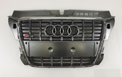 Решітка радіатора Audi A3 8P стиль S3 сіра + хром (08-12 р.в.) тюнінг фото