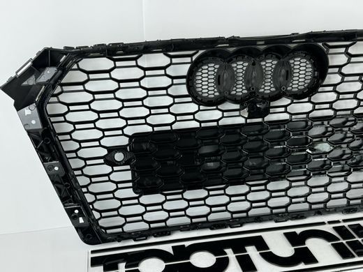Решетка радиатора Ауди A4 B9 в RS4 стиле, черная глянцевая тюнинг фото
