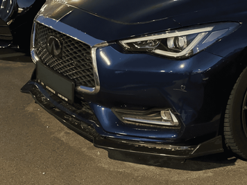 Накладка переднього бампера Infiniti Q60 (17-22) чорна глянсова тюнінг фото