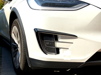 Накладки переднего бампера Tesla Model X черный глянец (2015-...) тюнинг фото
