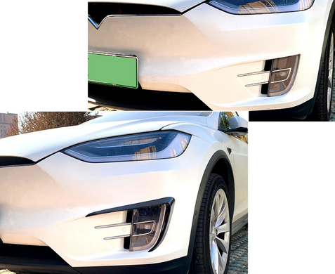 Накладки переднього бампера Tesla Model X чорний глянець (2015-...) тюнінг фото