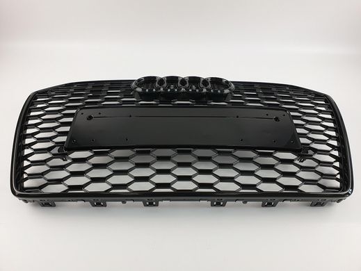 Решетка радиатора Ауди A6 C7 стиль RS6 черный глянец (14-18 г.в.) тюнинг фото