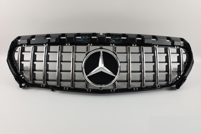 Решетка радиатора Mercedes W117 стиль GT Chrome Black (13-16 г.в.) тюнинг фото