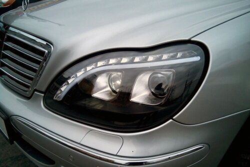 Оптика передня, фари на Mercedes W220 в стилі W222 тюнінг фото