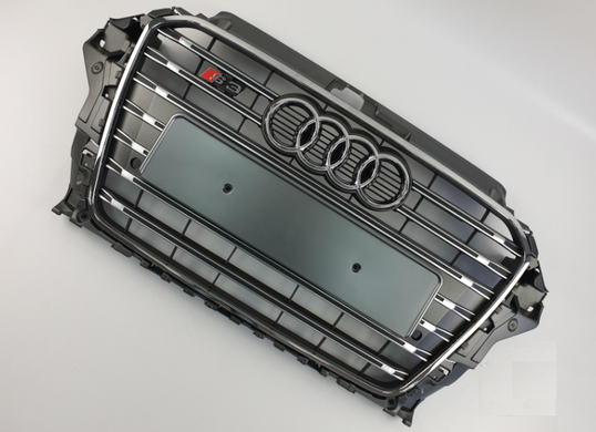 Решітка радіатора Audi A3 8V стиль S3 сріблястий + хром (12-16 р.в.) тюнінг фото