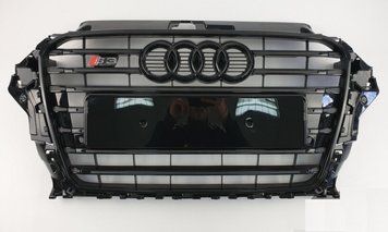 Решетка радиатора Audi A3 8V стиль S3 черный глянец (2016-2020  г.в.) тюнинг фото