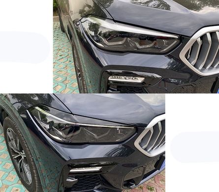 Накладки на фары, реснички BMW X5 G05 черный глянец АБС тюнинг фото