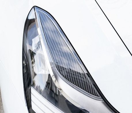 Вії (бровки) на фари Tesla Model 3, під карбон тюнінг фото