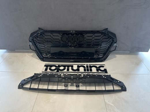 Решетка радиатора AUDI A4 B9 стиль S4 черная глянцевая (2019-2023) тюнинг фото