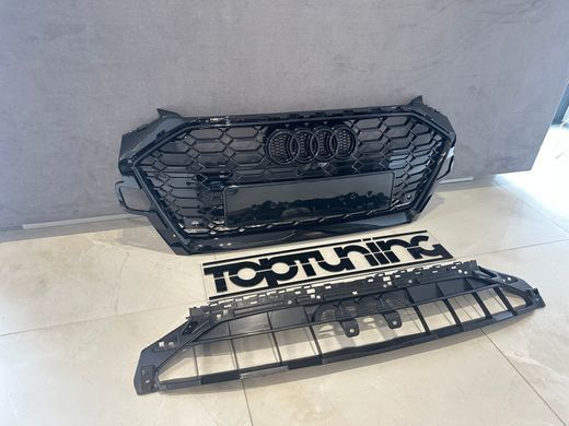Решетка радиатора AUDI A4 B9 стиль S4 черная глянцевая (2019-2023) тюнинг фото