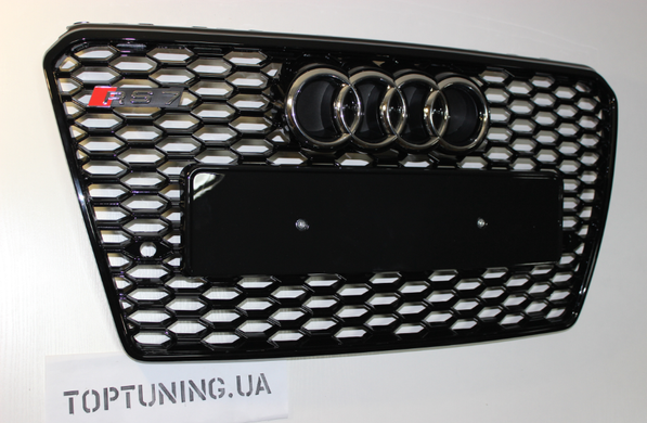 Решітка радіатора Ауді A7 G4 стиль RS7, чорна глянсова  (10-14 р.в.) тюнінг фото