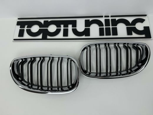 Решетка радиатора BMW E60 / E61 M черный + хром рамка тюнинг фото