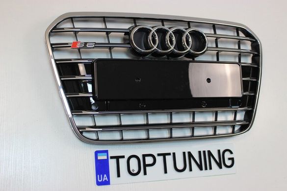 Решетка радиатора Audi A6 С7 S6, черная + хром (11-14 г.в.) тюнинг фото