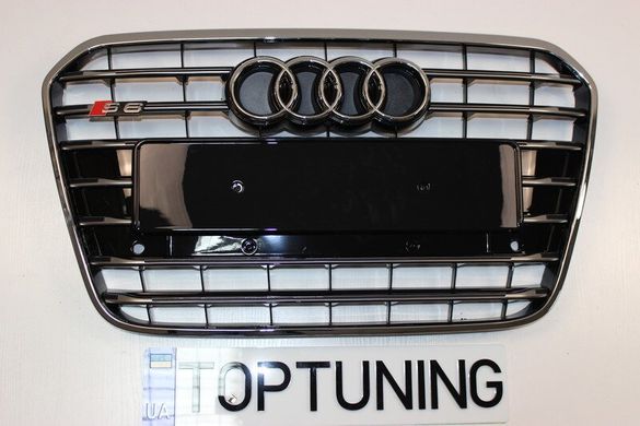Решітка радіатора Audi A6 С7 S6, чорна + хром (11-14 р.в.) тюнінг фото