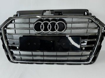 Решетка радиатора Audi A3 8V стиль RS3 черная + хром (16-20 г.в.) тюнинг фото