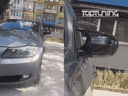 Накладки на дзеркала BMW E90 / E91 / E92 / E93, чорний глянець, рестайл тюнінг фото