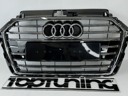 Решетка радиатора Audi A3 8V стиль RS3 черная + хром (16-20 г.в.) тюнинг фото