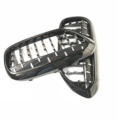 Решетка радиатора (ноздри) BMW G30 / G31 Diamond черный + серебро (17-20 г.в.) тюнинг фото