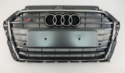 Решітка радіатора Audi A3 8V стиль S3 срібло + хром (16-20 р.в.) тюнінг фото