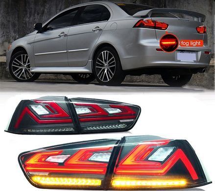 Оптика задня, ліхтарі Mitsubishi Lancer X димчасті діодні тюнінг фото