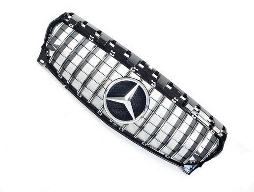 Решетка радиатора Mercedes W117 стиль GT Chrome Black (2017-...) тюнинг фото