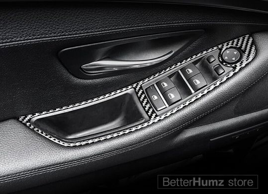 Накладки панелей склопідйомників BMW F10, карбон тюнінг фото