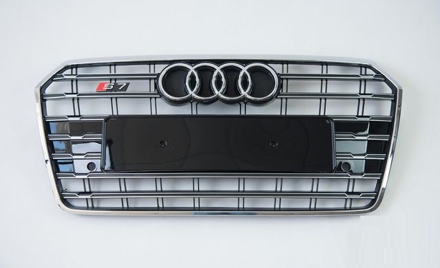 Решітка радіатора Ауді A7 G4 стиль S7, хром рамка + хром вставки (14-17 р.в.) тюнінг фото