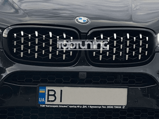 Решетка радиатора на BMW X5 F15 / X6 F16 стиль Diamond Silver-Black тюнинг фото