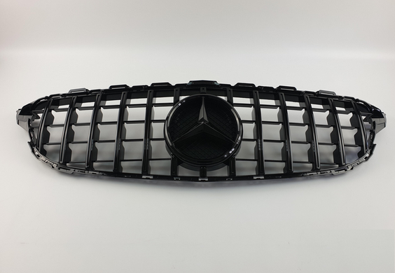 Решетка радиатора MERCEDES W205 стиль GT черный глянец (14-18 г.в.) тюнинг фото