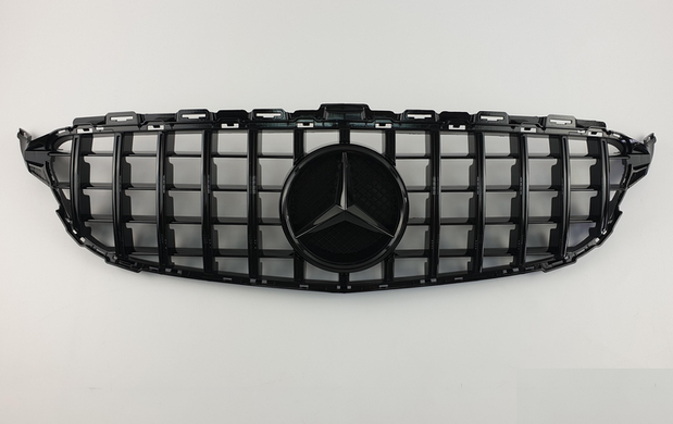 Решітка радіатора MERCEDES W205 стиль GT чорний глянець (14-18 р.в.) тюнінг фото